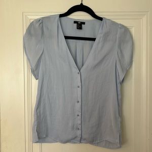 H&M Soft Light Blue Blouse with Cap Sleeves